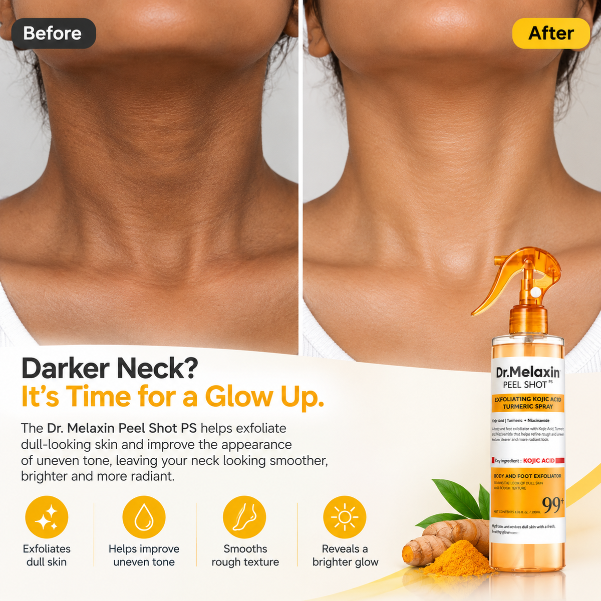 Dr. Melaxin Peel Shot PS Exfoliating Kojic Acid Turmeric Spray